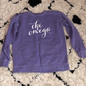 Chi omega purple comfort colors sweatshirt!